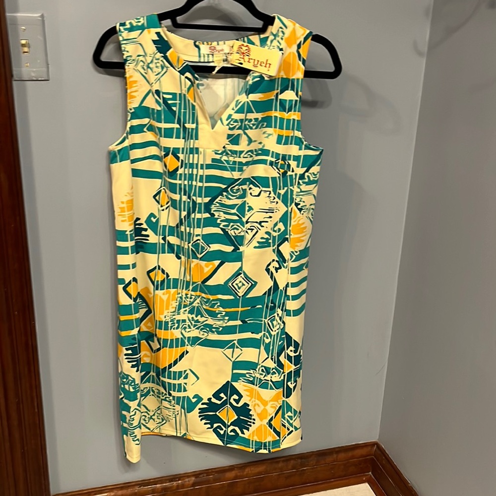 Ayreh dress teal/yellow NWT size L